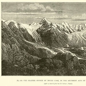The Glacier system of Mount Cook, in the Southern Alps of New Zealand (engraving)