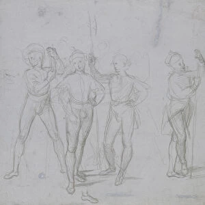 Group of four standing Soldiers (silverpoint on a blue-grey preparation on off-white