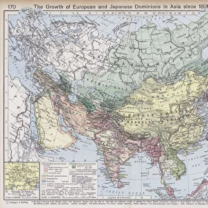 The Growth of European and Japanese Dominions in Asia since 1801 (colour litho)