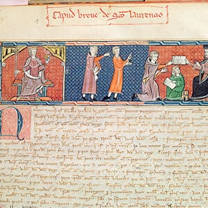 Guillaume Jaubert taking an oath before King James I (1207-76) of Majorca