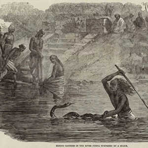 Hindoo Bathers in the River Jumna surprised by a Snake (engraving)