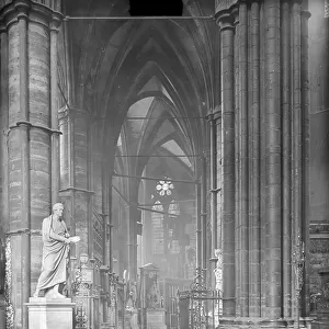 Interior of Westminster Abbey, London (b/w photo)