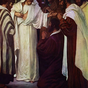 Jesus And St Thomas (colour litho)