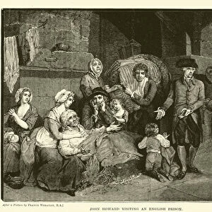 John Howard visiting an English prison (engraving)