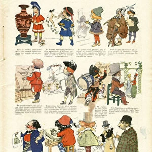 The Laughter, Satirical in Colours, 1908_1_11: Comedians - Drafters, History - Illustration by Leonce Burret (1865-1915)