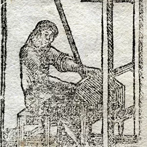 Letter G Gas (manufacturer of gauze for clothing). Engraving in " Instructive abecedaire des arts et metiers". A work in which a child, while having fun, can learn about the most useful Arts to the Society