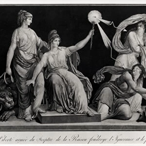 Liberty armed with the sceptre of reason striking down Ignorance and Fanaticism, 1793