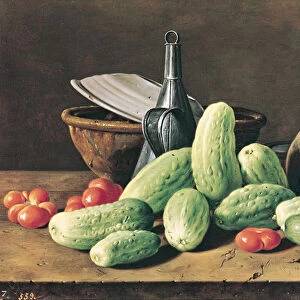 Still Life with Cucumbers and Tomatoes (oil on canvas)