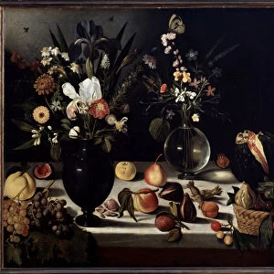 Still life with flowers and fruits (painting, 17th century)