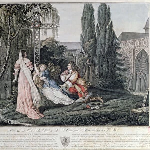 Louis XIV in pursuit of Louise de la Valliere who had taken refuge after a quarrel in