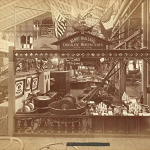 Machinery Hall, Chocolate manufacture, Henry Maillard's exhibit, Centennial Exhibition, Philadelphia, USA, 1876 (silver albumen print)
