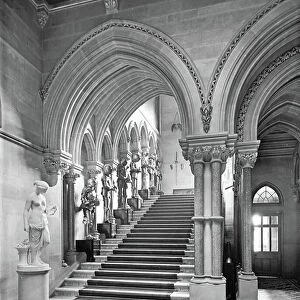 The main staircase, Eaton Hall, Cheshire, from The English Country House (b/w photo)