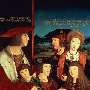 Maximilian I (1459-1519) with his first wife Mary of Burgundy (1457-82) between them