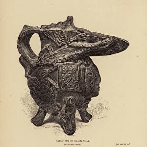 Mexico: Aztec jug in black clay (engraving)