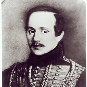 Mikhail Yuryevich Lermontov (1814-41) (engraving) (b / w photo)