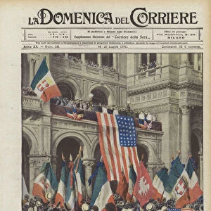 Milan, like all Italian cities, worthily celebrated the American Independence Day (colour litho)