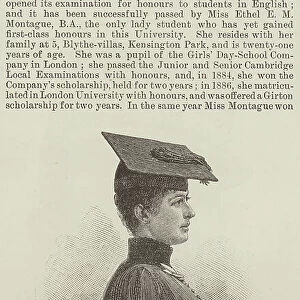 Miss Ethel Montague, BA, First Class Honours in English at London University (engraving)