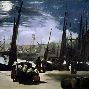 Moonlight on Boulogne Harbour, 1868 (oil on canvas)