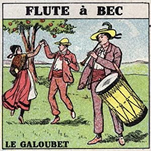 Musical instruments: wind instruments. Galubet player (flute a beak)