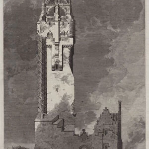 The National Wallace Monument, about to be built on the Abbey Craig, near Stirling (engraving)