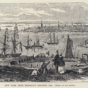 New York from Brooklyn Heights, 1850 (litho)
