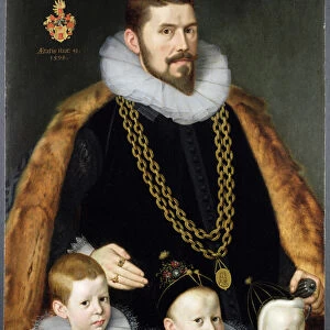 A Pair of Family Portraits, 1598 (oil on panel) (for pair see 228145)