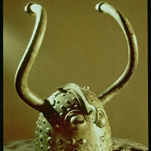 One of a pair of horned helmets from the marsh of Brons Mose at Vikso (Vekso), early first millennium BC (bronze)