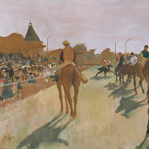 The Parade, or Race Horses in front of the Stands, c. 1866-68 (oil on paper)