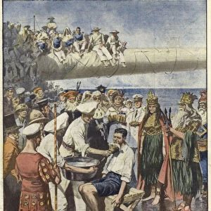 The passage of the equator (colour litho)