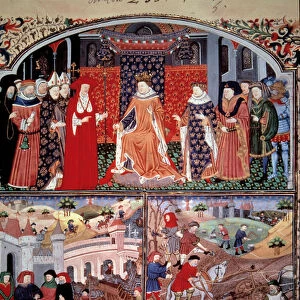 Philippe the Bel trunant (1268-1314) with plowing scene and merchant scene
