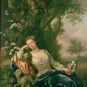 Portrait of Henrietta, Duchess of Bolton (d. 1730) as St. Agnes (oil on canvas)