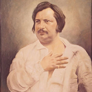 Portrait of Honore de Balzac (1799-1850) after a daguerreotype (oil on canvas)