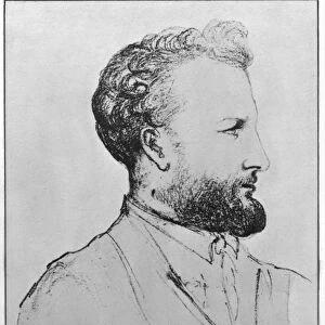 Portrait of Jules Verne (1828-1905) (pencil on paper)d(b / w photo)