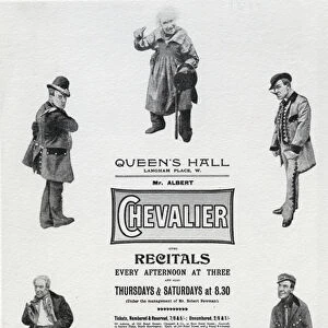 Poster advertising Albert Chevaliers Recital at the Queens Hall (engraving)