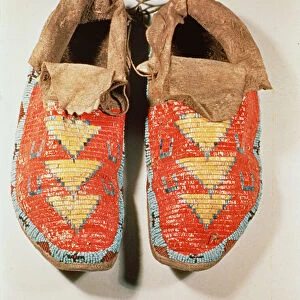 Quill work moccasins, Sioux Culture (leather & beads)