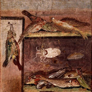 Roman art: "still life with fish"Fresco from the site of Pompei