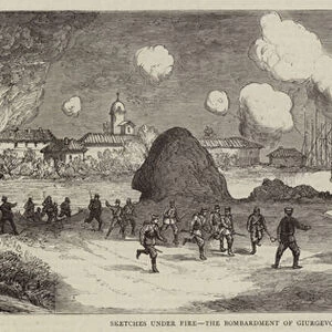 Sketches under Fire, the Bombardment of Giurgevo (engraving)
