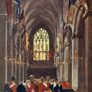 Soldiers in St Giles Cathedral (colour litho)
