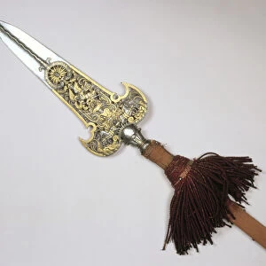 Spear of the guard of King Louis XIV (1638-1715) of France (steel & gold set in wood)