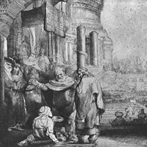 St. Peter and St. John at the Entrance to the Temple, 1649 (etching) (b / w photo)