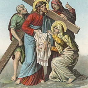 Station VI Veronica Presents a Handkerchief to Christ
