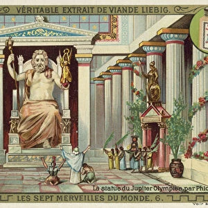 Statue of Zeus at Olympia, Greece, by Phidias (chromolitho)