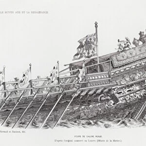 Stern of French royal galley La Reale, c1700 (engraving)