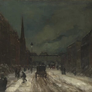 Street Scene with Snow (57th Street, NYC. ), 1902 (oil on canvas)