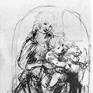 Study for a Madonna with a Cat, c. 1478-80 (pen and ink over stylus underdrawing on paper)