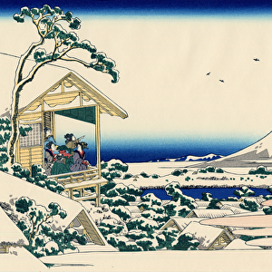 Tea house at Koishikawa, the morning after a snowfall, c. 1830 (woodblock print)