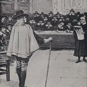 Trial of King Charles I, Westminster Hall, London, 1649 (litho)