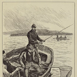 Trout Fishing on Loch Leven, "Got him"(engraving)