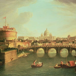 A View of Rome with the Bridge and Castel St. Angelo by the Tiber