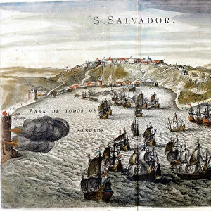 View of Salvador, formerly known as Bahia, capital of Brazil in 1549